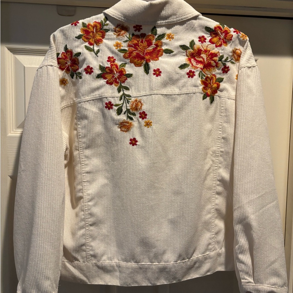 Savanna Jane Cream Top with Pink and Orange Embroidery